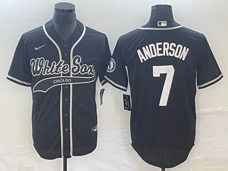 Men's Chicago White Sox #7 Tim Anderson Black Cool Base Stitched Jersey